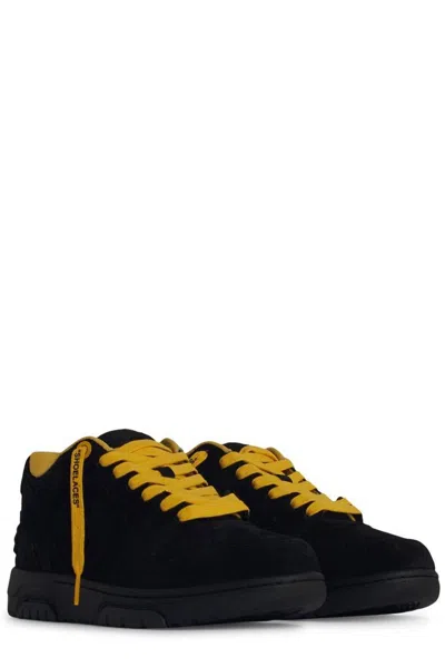 Off-white Round Toe Lace-up Sneakers In Black