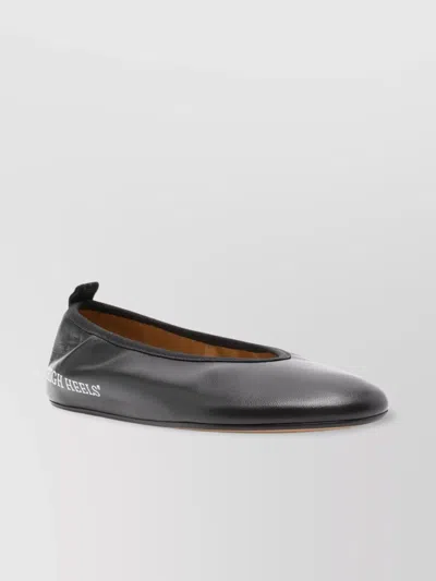 OFF-WHITE ROUND TOE LEATHER BALLERINA SHOES