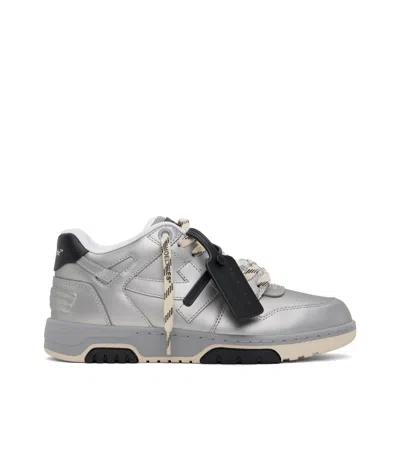 Off-white Silver Out Of Office Metallic Leather Sneakers
