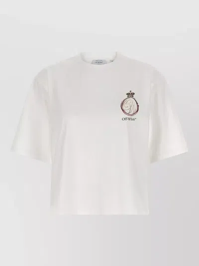 Off-white Royal Emblem Graphic Crown Short Sleeve T-shirt In White