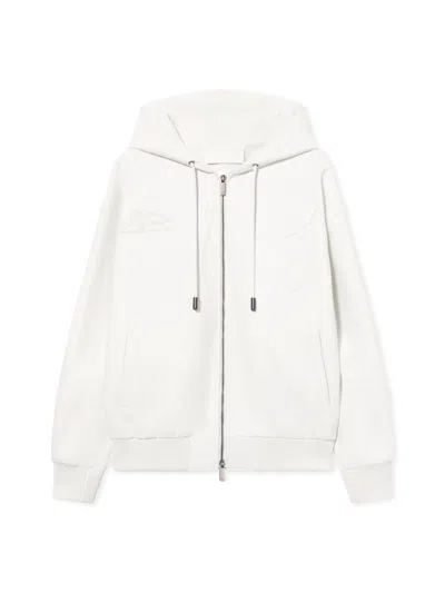 Off-white Royal Team Embroidery Hooded Leather Jacket In White