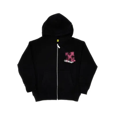 Off-white Rrow Spray Print Full-zip Hoodie In Blue