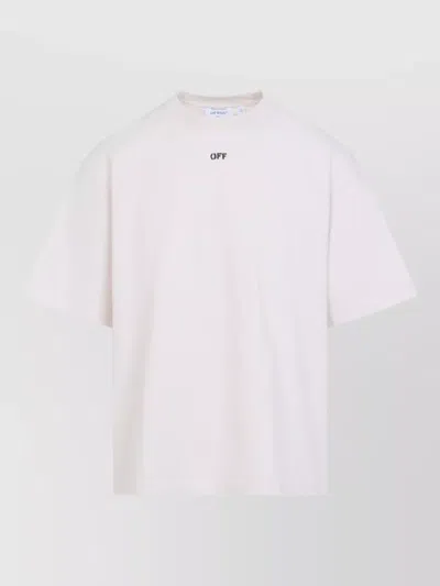 Off-white Cotton Logo Print Short Sleeve T-shirt In Neutral