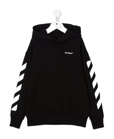 Off-white Rubber Arrow Long-sleeve Hoodie In Black