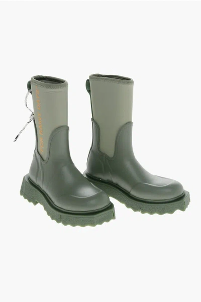 Off-white Rubber And Neoprene Rain Boots In Green