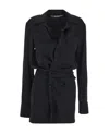 Off-white Satin Twist Shirt With Draping In Black
