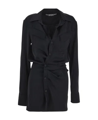 OFF-WHITE OFF-WHITE BUTTONED LONG-SLEEVED DRESS