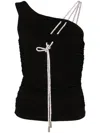 Off-white Ruched One-shoulder Top In Black