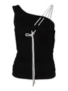 Off-white Ruched One-shoulder Top In Black