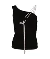 Off-white Ruched One-shoulder Top In Black