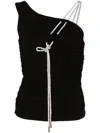 Off-white Ruched One-shoulder Top In Black/black
