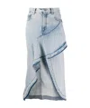 Off-white Ruffled Asymmetrical Denim Skirt In Gray