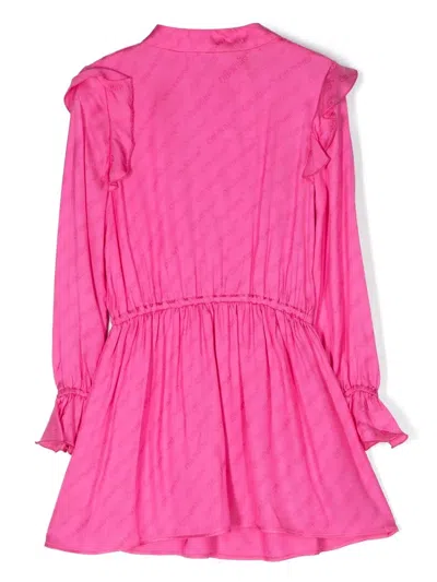 Off-white Kids' Ruffled Long-sleeve Dress In Rosa