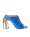Off-white Open-toe Leather Mules With Statement Heel 11 Cm In Blue