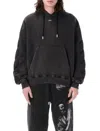 Off-white Cropped Black Hoodie With Embossed Detailing And Graphic Print In Black