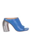 Off-white Open-toe Leather Mules With Statement Heel 11 Cm In Blue/silver