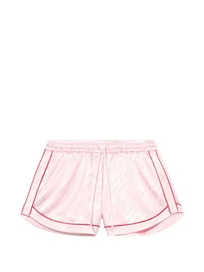 Off-white Sat Jacq Ow Text Piping Pajama Shorts In Brown