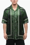Off-white Satin Bandana Bowling Shirt In Green