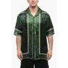 Off-white Satin Bandana Bowling Shirt In Green