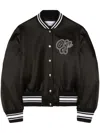 Off-white Satin Bomber Jacket In Black