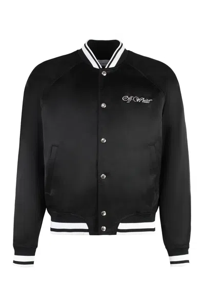 OFF-WHITE SATIN BOMBER JACKET