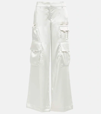 Off-white Satin Cargo Pants In White