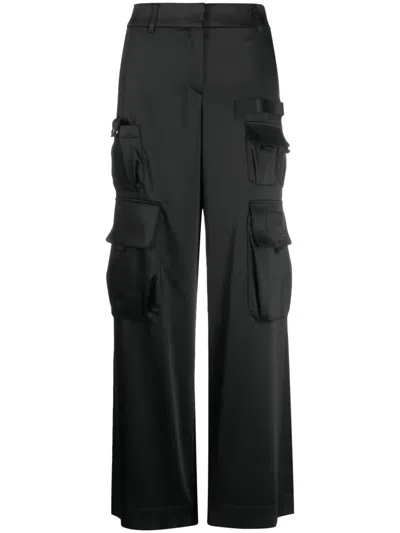 OFF-WHITE SATIN CARGO TROUSERS