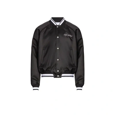 Off-white Logo-embroidered Bomber Jacket In Black