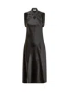 Off-white Satin Dress In Black