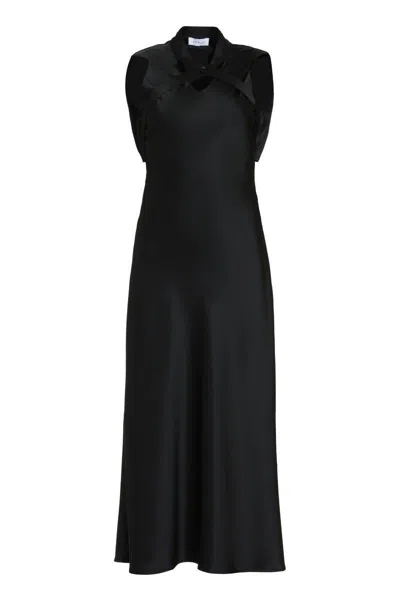 Off-white Satin Dress With Decorative  Cross