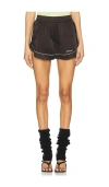 Off-white Satin Pajama Shorts In Chocolate