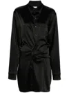 Off-white Floral-print Long-sleeve Minidress In Black  