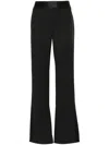 Off-white Satin-trim Wool Trousers In Black