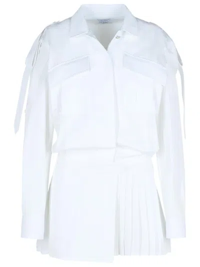 Off-white Savana Poplin Mini Shirt Dress In White