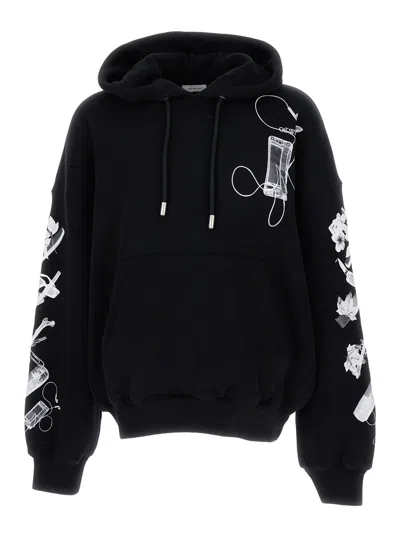Off-white Scan Arr Over Hoodie In Black