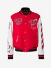 Off-white Off White 'varsity' Bomber Jacket In Features An Initials Logo On The Front And A Large Scorpio Graphic On The Reverse