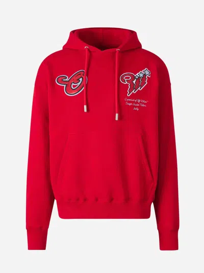 Off-white Scorpio Patch Skate Hoodie In Red
