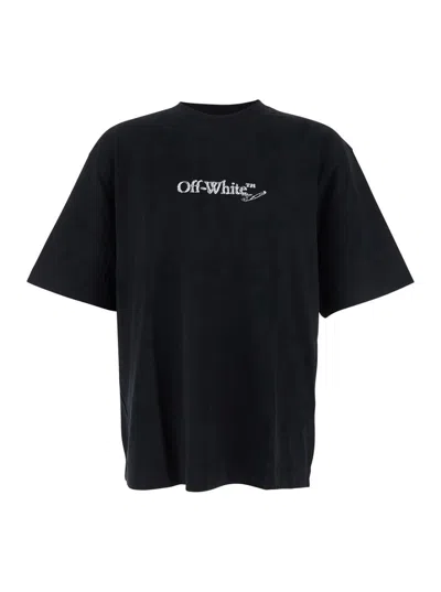OFF-WHITE 'SCRIBBLE ARROW' BLACK CREWNECK T-SHIRT WITH LOGO LETTERING ON THE FRONT AND MAXI ARROWS ON THE REAR