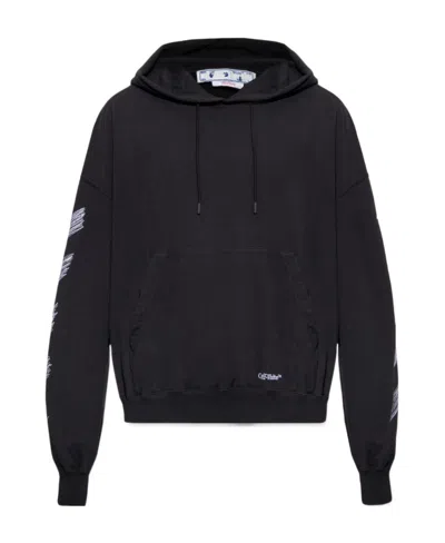 Off-white Scribble Diag-print Cotton Hoodie In Black