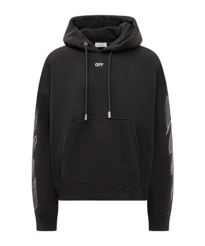 Off-white Scribble Diags Skate Hoodie In Black