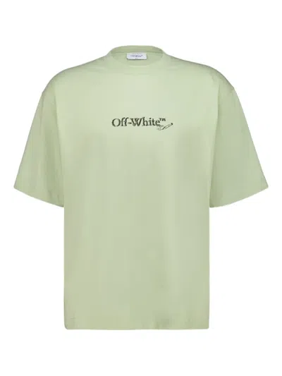 Off-white Logo Printed Crewneck T-shirt In Green