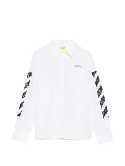 Off-white Kids' Scribble-print Shirt In White