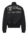 Off-white Script Nyl Bomber Jacket In Black & White