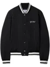 Off-white College Satin Souvenir Bomber Jacket In Black