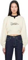 Off-white Script Crop Sweatshirt In White Asparagus