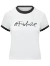 Off-white White Embroidered Script Fitted T-shirt In White