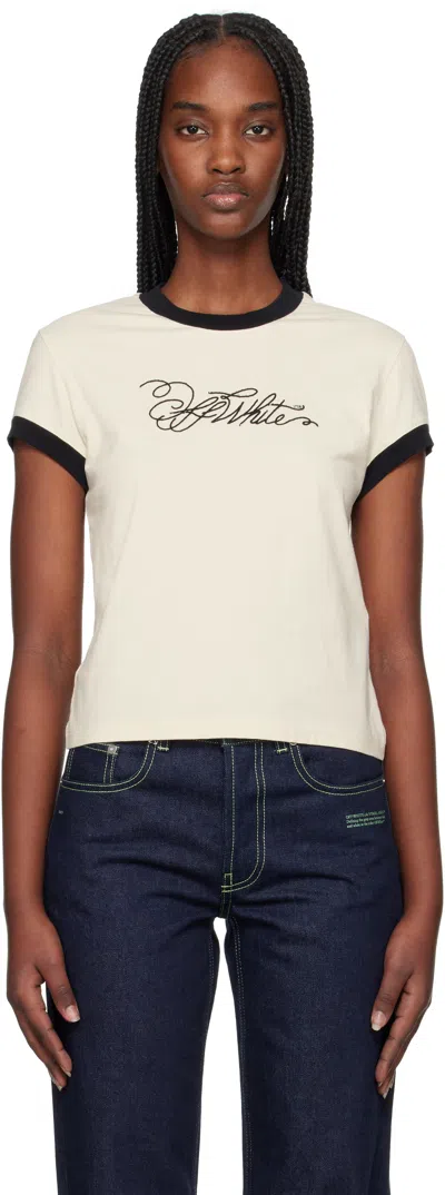 Off-white Script Fitted T-shirt In White Asparagus