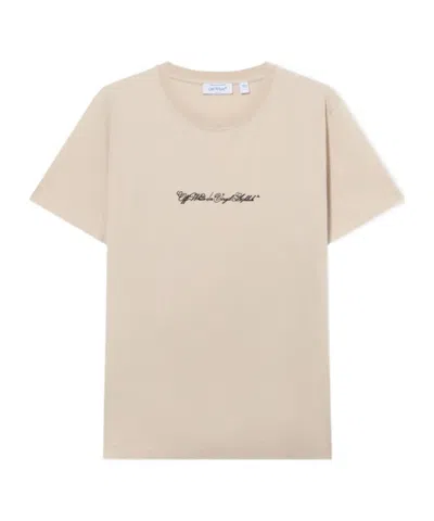 Off-white Script Logo Print T-shirt In Neutral