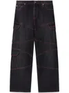 Off-white Black Script Samurai Straight Jeans In Black