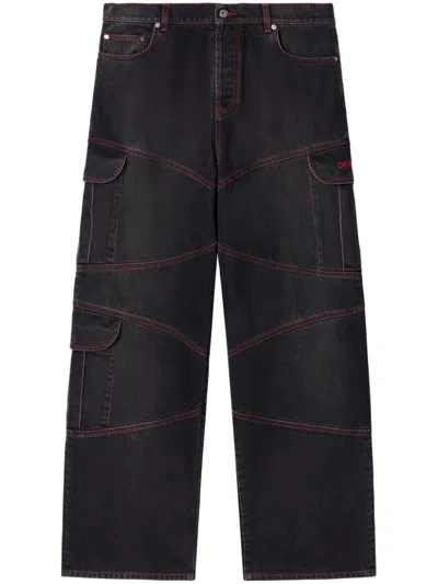 OFF-WHITE SCRIPT SAMURAI STRAIGHT JEANS